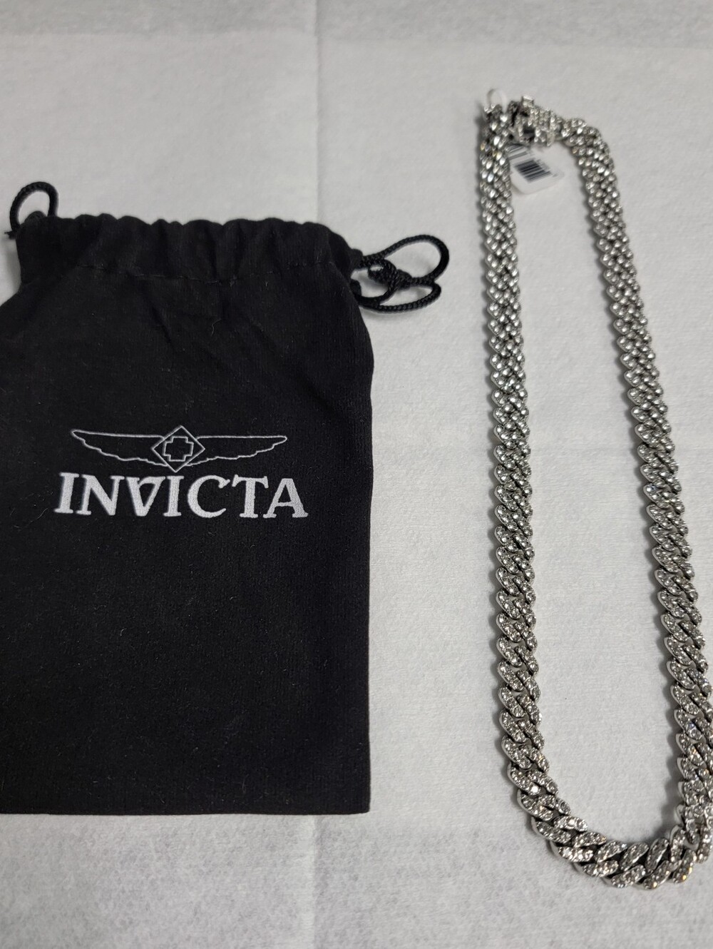 New & Beautiful -Invicta Iced Out Cuban Link Necklace w/ pouch.